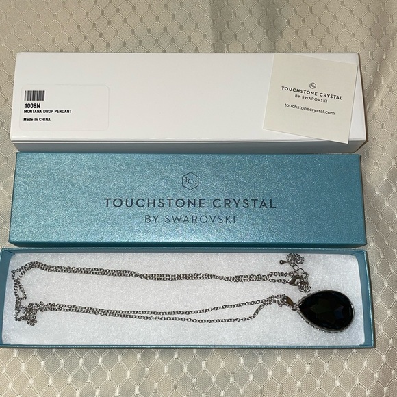 Touchstone Crystal Montana Drop Pendant Necklace - Picture 7 of 9